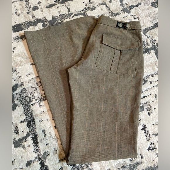 Super Low Rise Trousers Brown Plaid Madness TelAviv Womens 2 - Picture 1 of 15